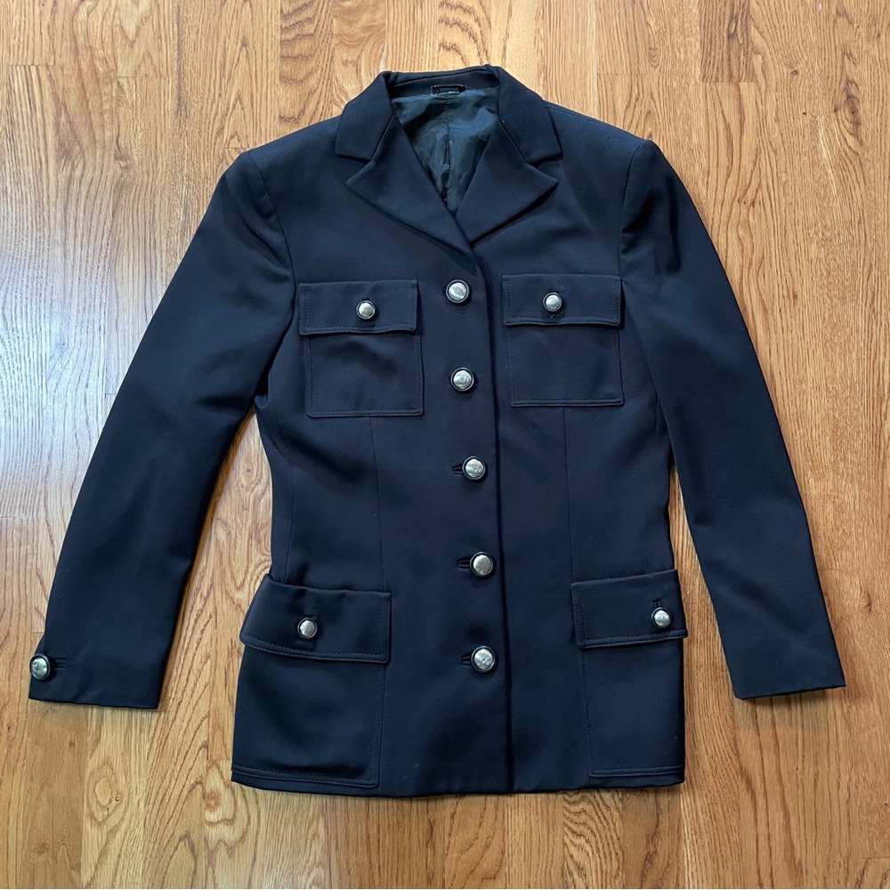 1990s/2000s Vtg Gianni Versace Women’s Black Button Down Designer Blazer.